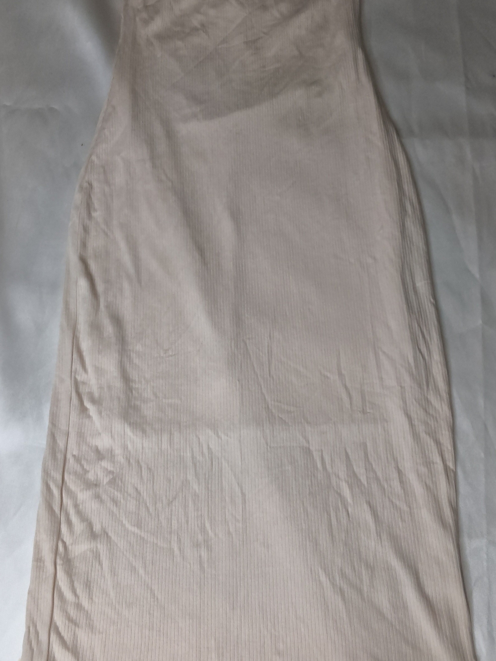 Ribbed Maxi Skirt in Light Cream